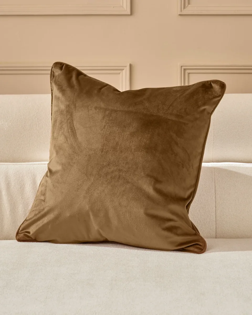 Micah chocolate medium linen mix cushion - Image 2
