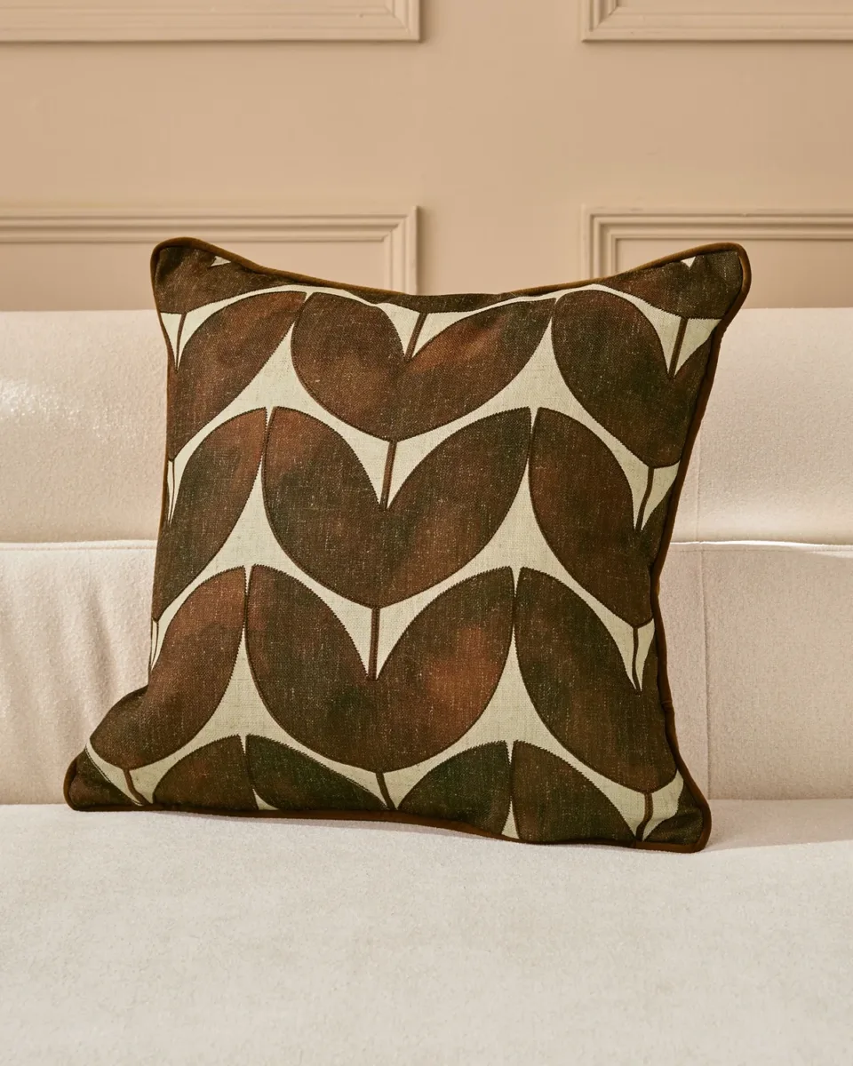 Micah chocolate medium linen mix cushion