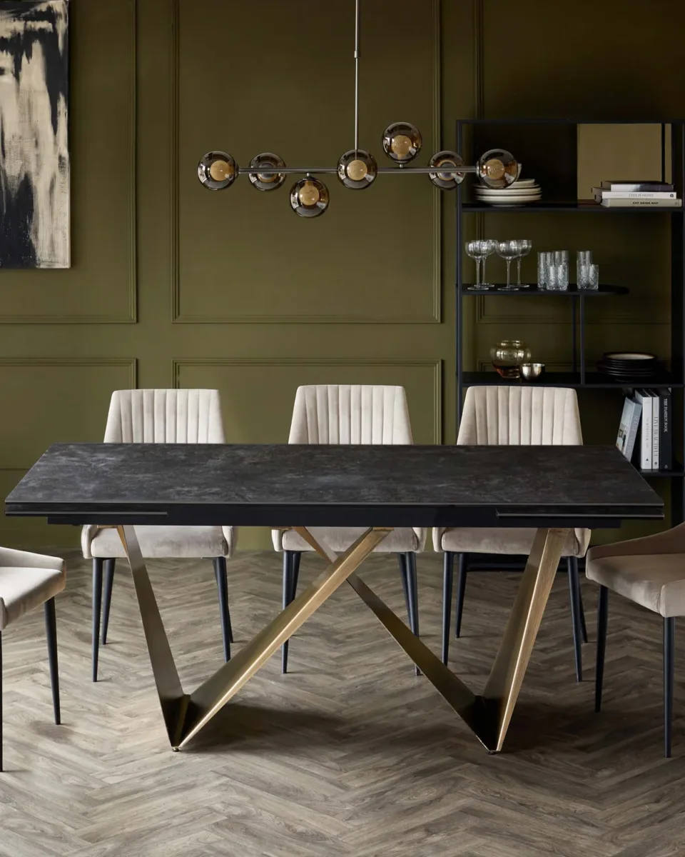Calenzano Dark Grey Ceramic Extending 8 to 10 Seater Dining Table - Image 3