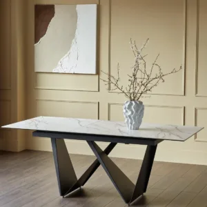 Calenzano natural ceramic extending 6 to 8 seater dining table