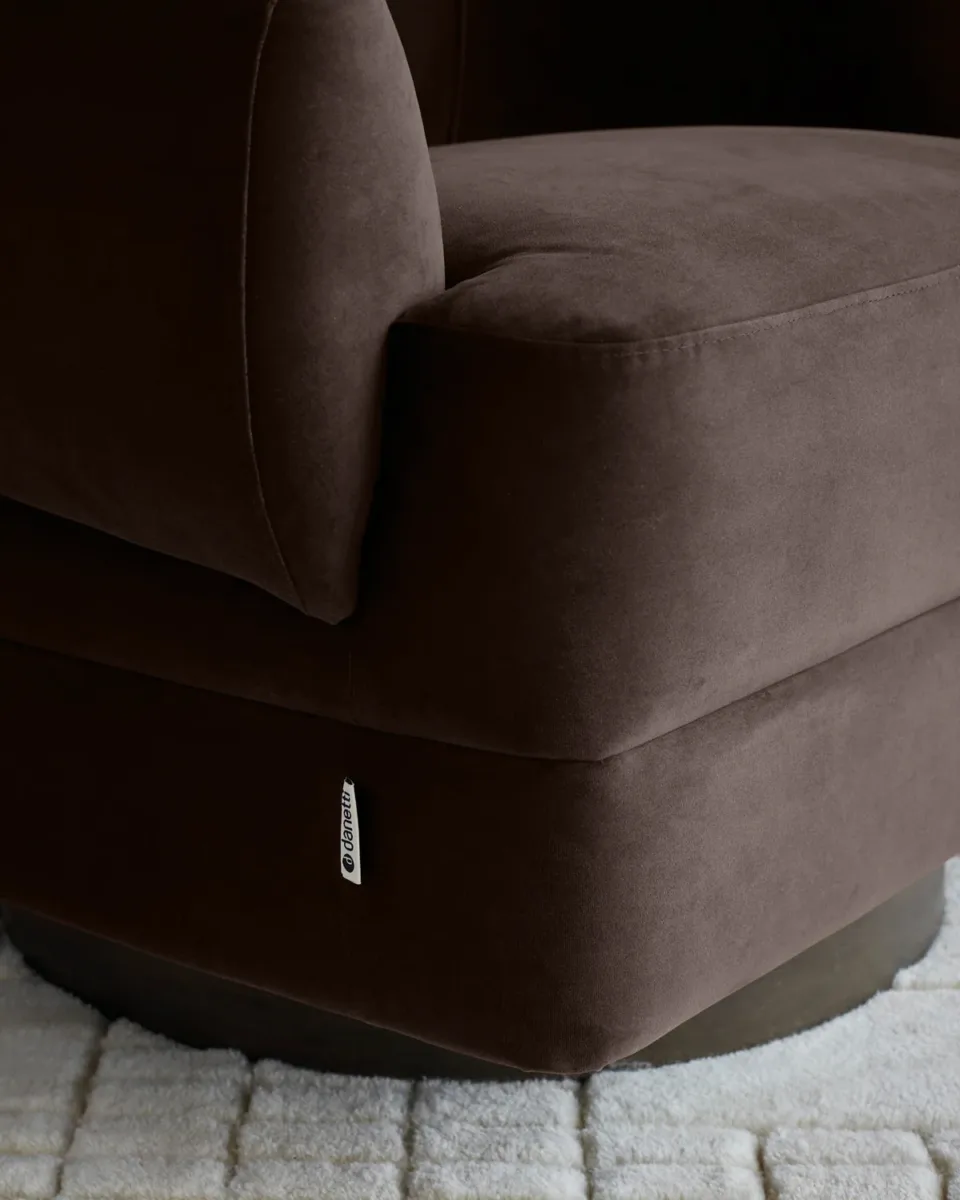 Callan dark chocolate velvet swivel accent chair - Image 3