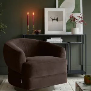 Callan dark chocolate velvet swivel accent chair