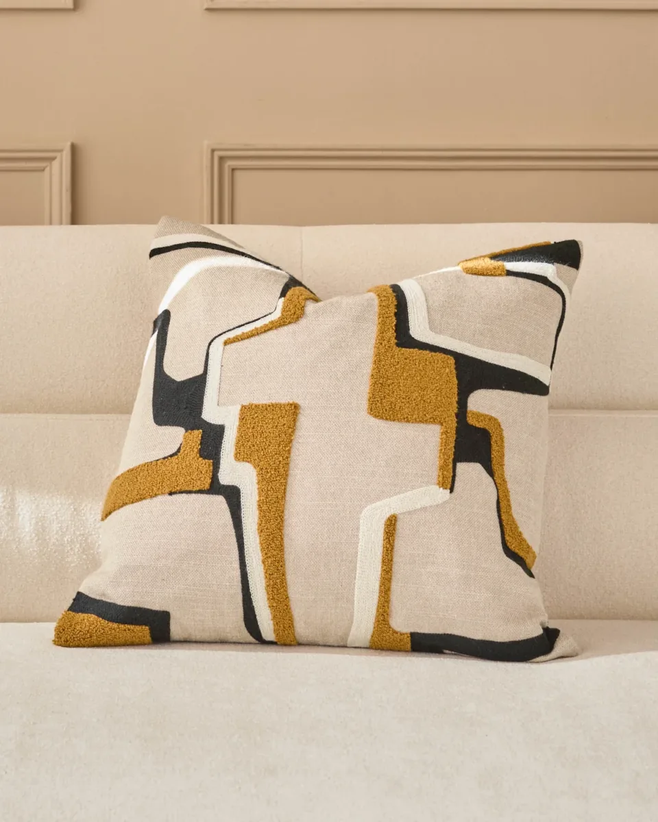 Camille natural medium fabric cushion