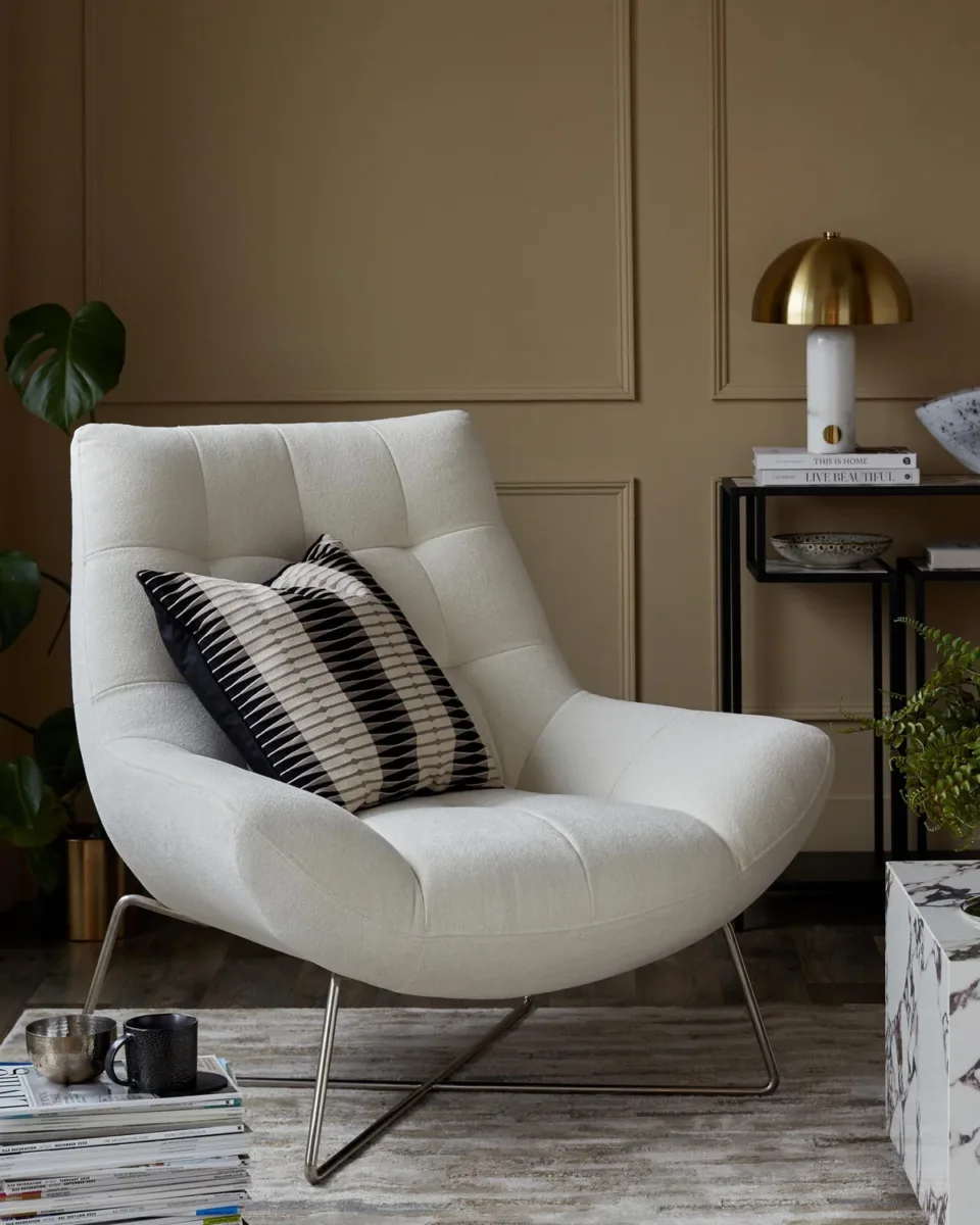 Canio Ivory Boucle Accent Chair