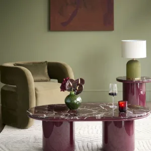 Carlotta red calacatta with plum gloss coffee table