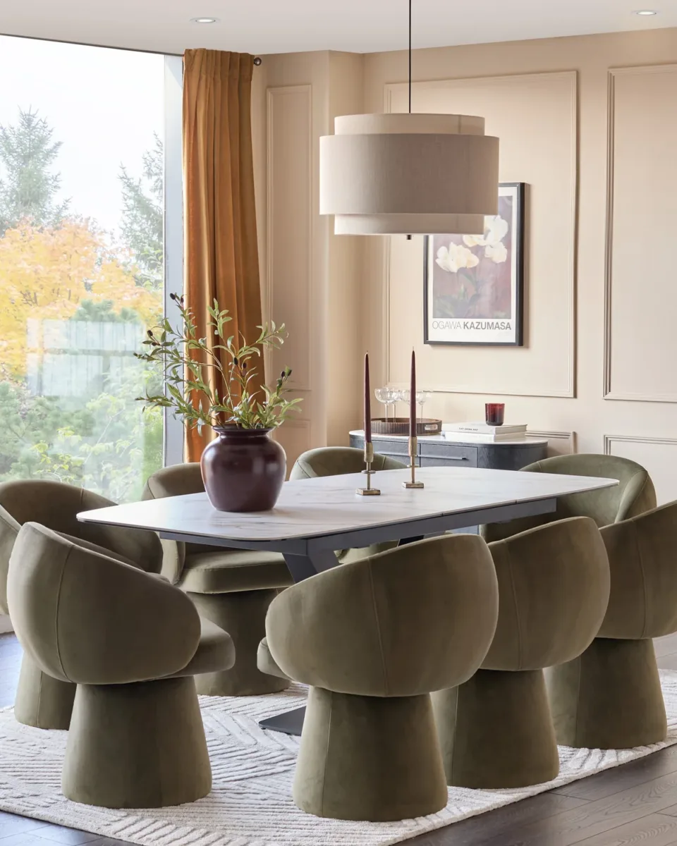 Carter natural ceramic 6-8 seater extending dining table - Image 4