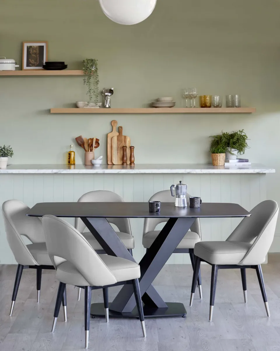Clover light grey faux leather dining chair - set of 2 - Image 2