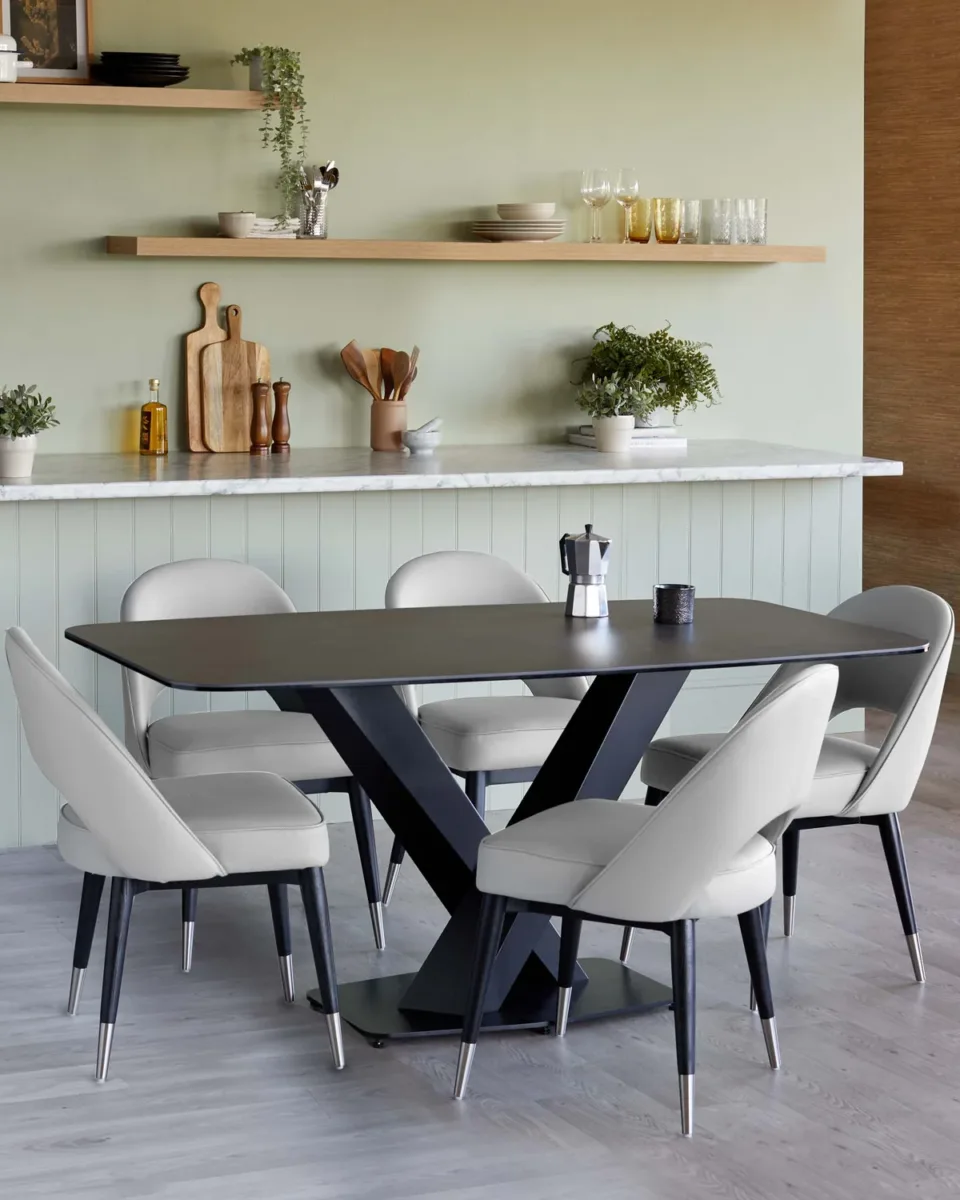 Clover light grey faux leather dining chair - set of 2 - Image 4