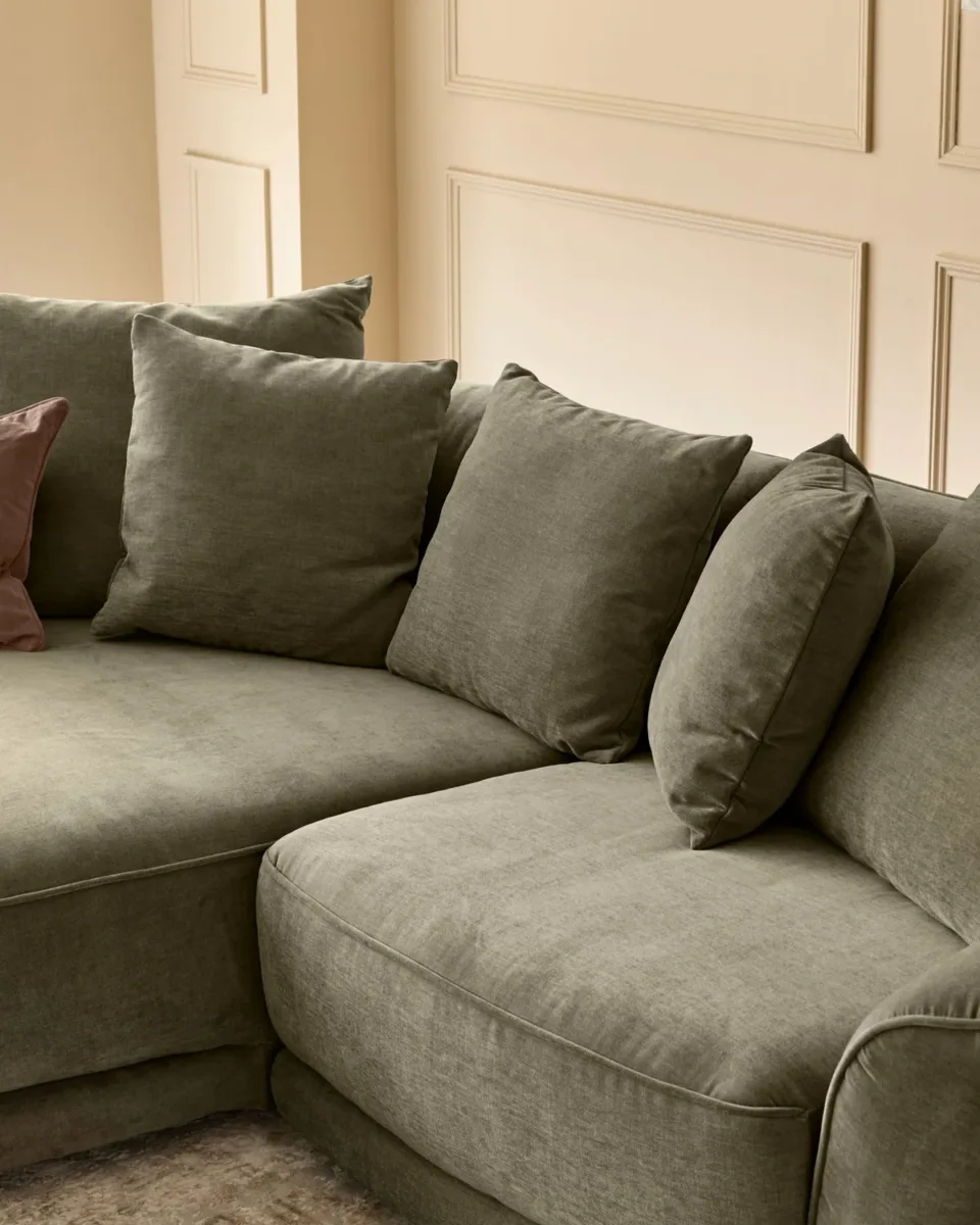 Caspian olive green fabric single sofa module - Image 4