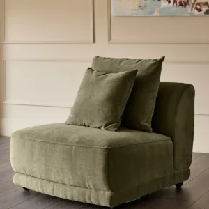 Caspian olive green fabric single sofa module