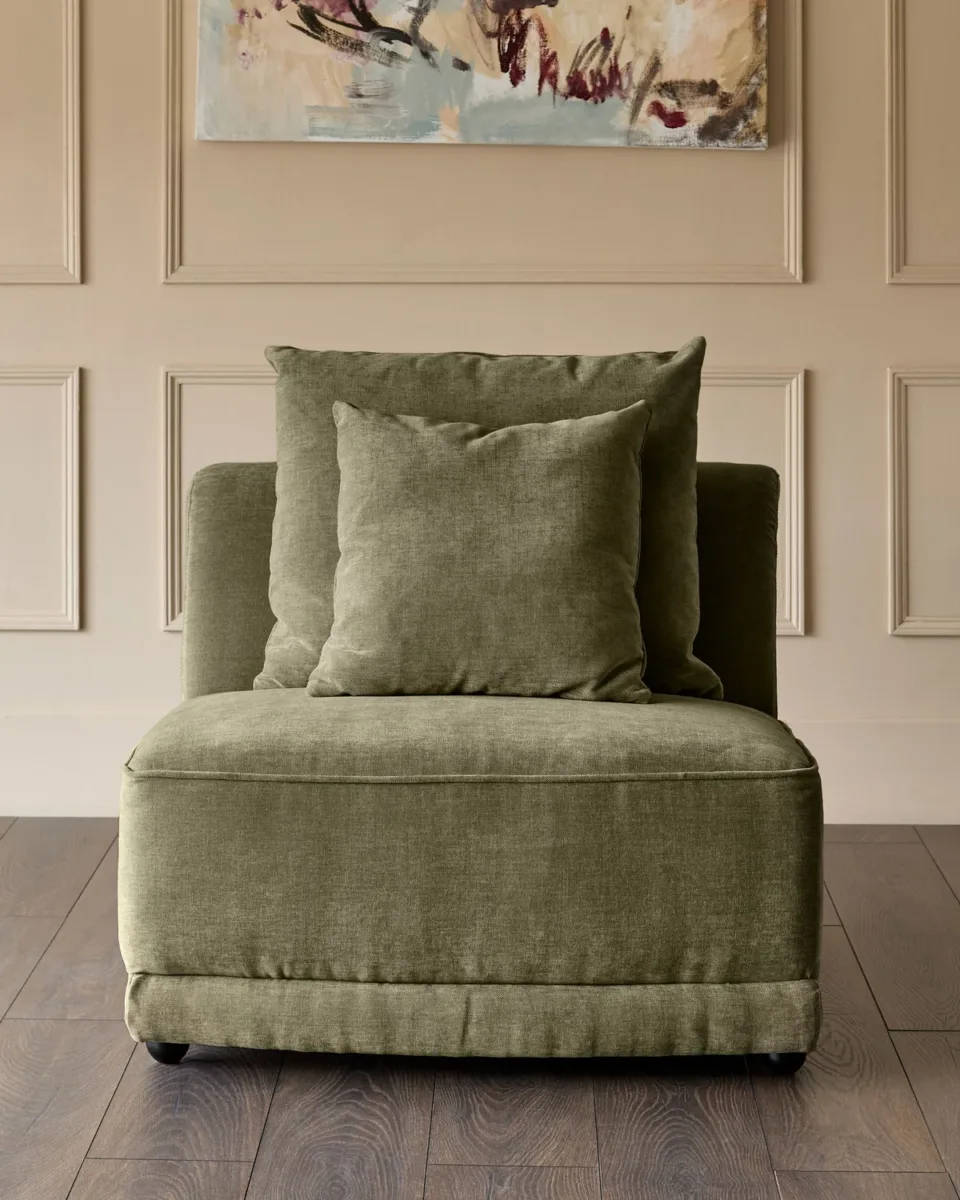 Caspian olive green fabric single sofa module - Image 2