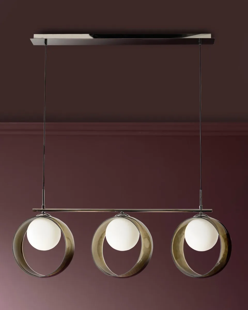 Chloe green glass 3 bar adjustable pendant light