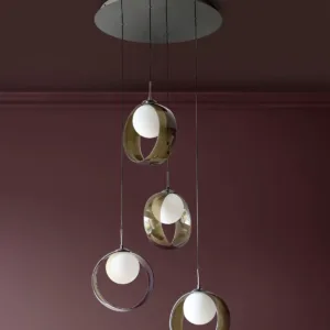 Chloe green glass LED 4 drop adjustable pendant light