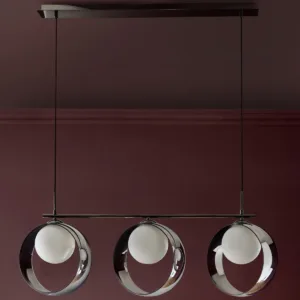 Chloe silver chrome glass 3 bar adjustable pendant light