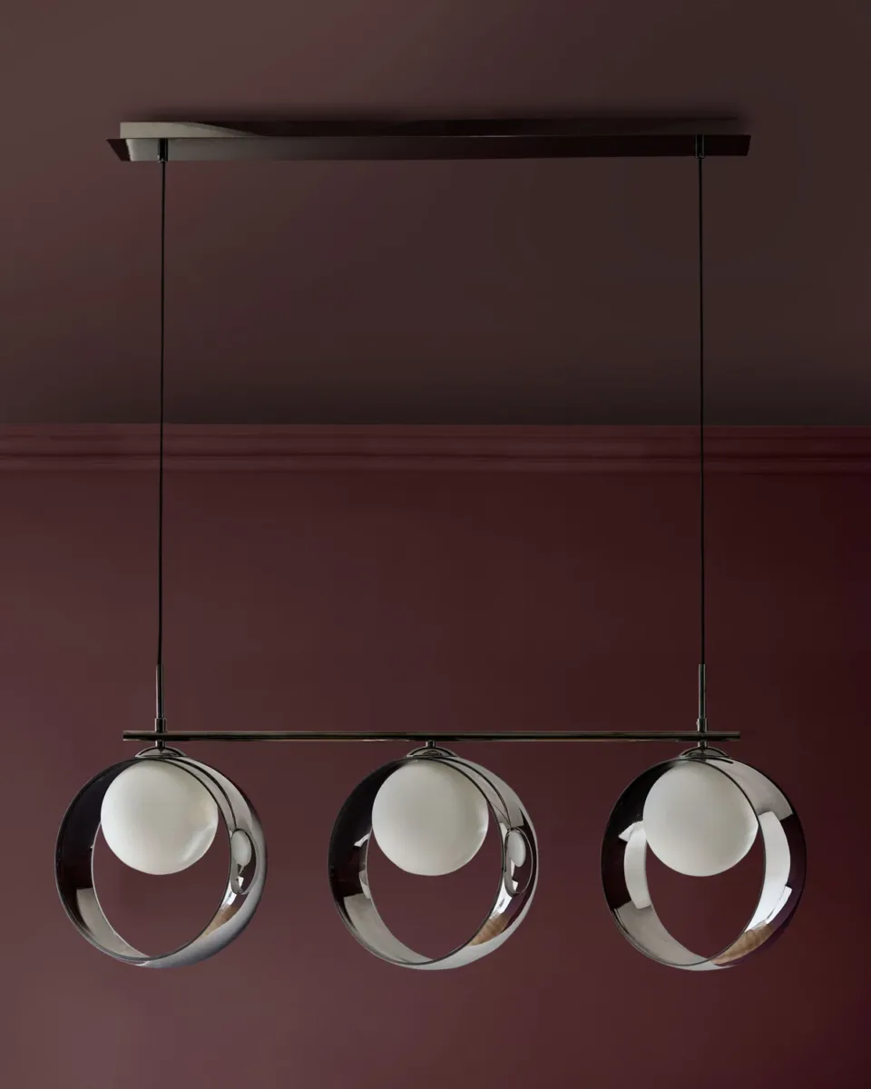 Chloe silver chrome glass 3 bar adjustable pendant light