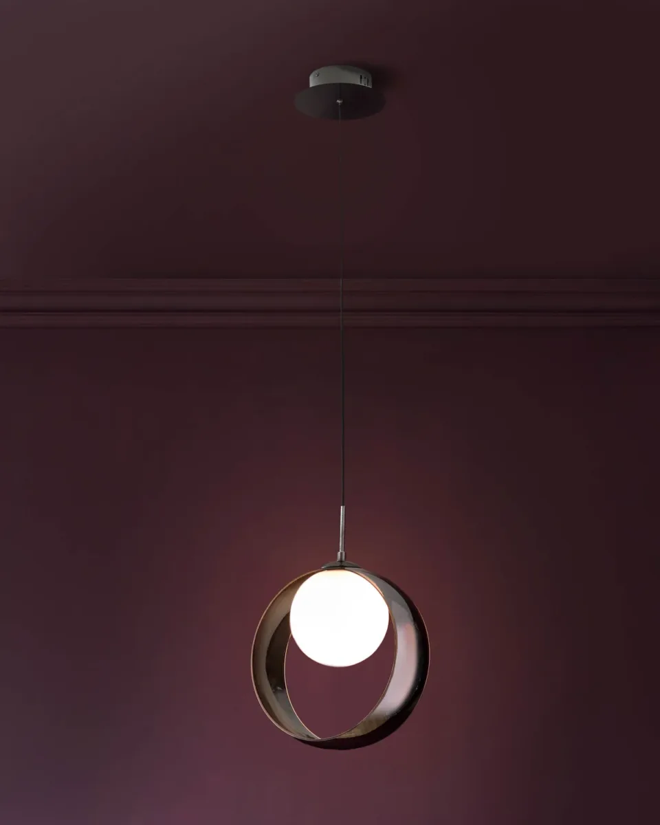 Chloe silver chrome glass LED single drop adjustable pendant light - Image 4