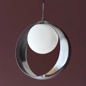 Chloe silver chrome glass LED single drop adjustable pendant light
