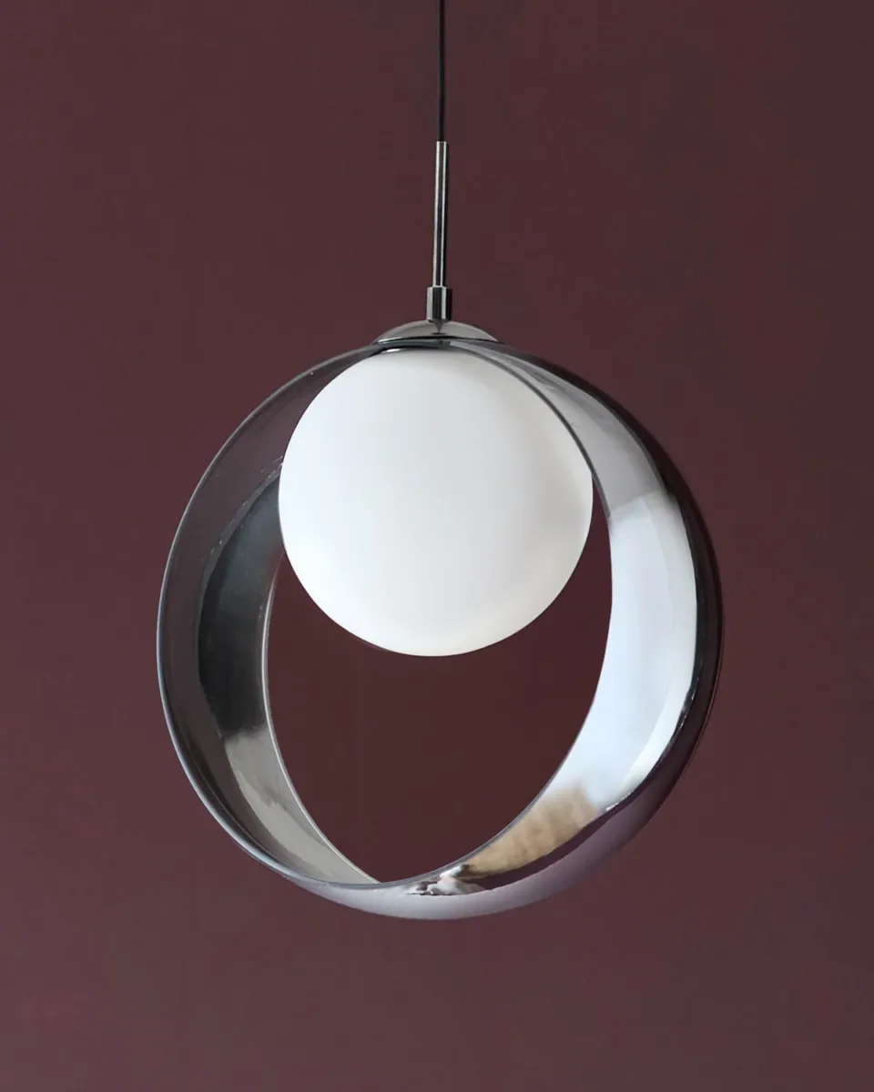 Chloe silver chrome glass LED single drop adjustable pendant light