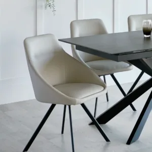 Cleo Light Grey Faux Leather Swivel Chair