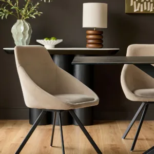 Cleo Champagne Velvet Swivel Chair