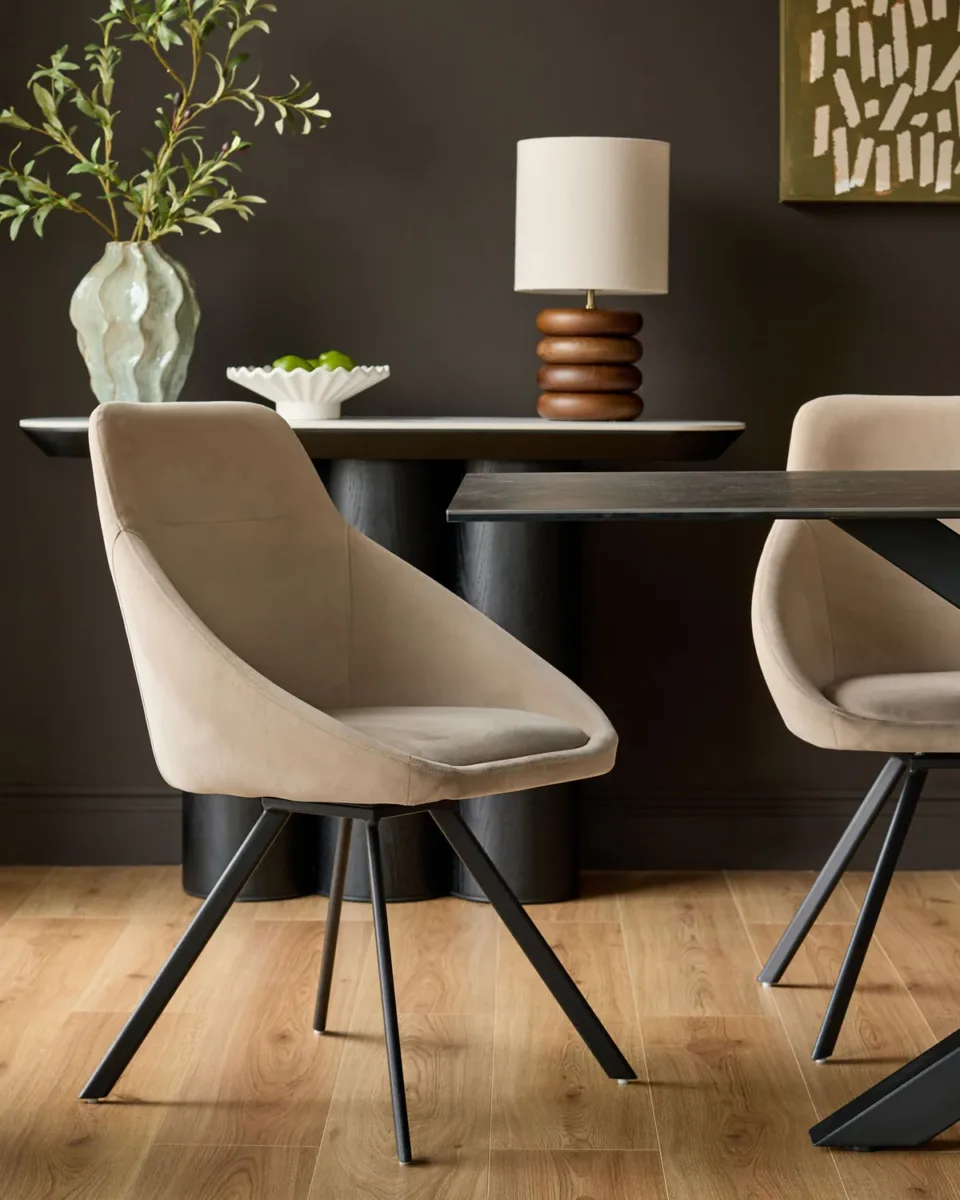 Cleo Champagne Velvet Swivel Chair