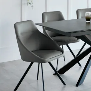 Cleo Dark Grey Faux Leather Swivel Chair