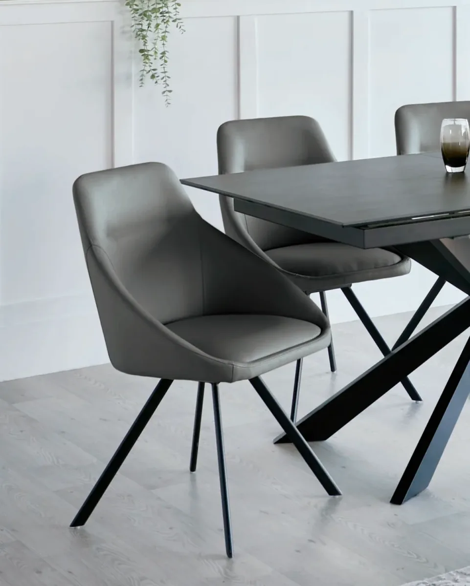 Cleo Dark Grey Faux Leather Swivel Chair