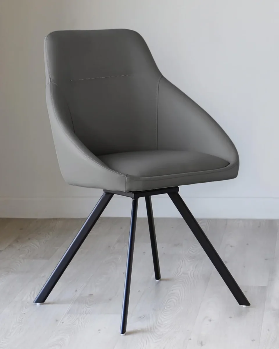 Cleo Dark Grey Faux Leather Swivel Chair - Image 4