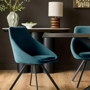 Cleo Dark Teal Velvet Swivel Chair