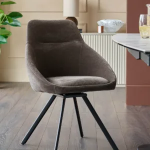 Cleo mocha chenille swivel dining chair