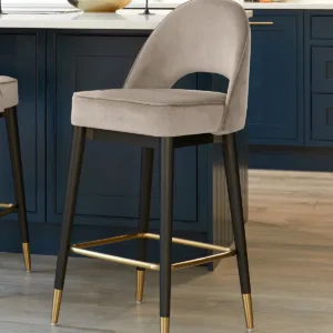 Clover Champagne Velvet Bar Stool