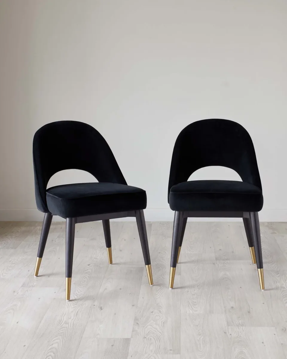 Clover black velvet dining chair - set of 2 - Image 2