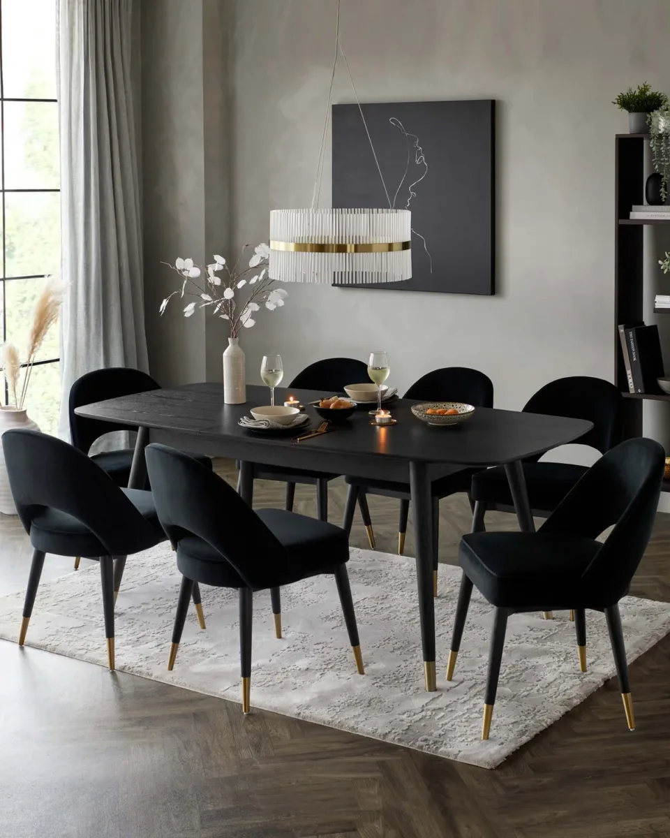 Clover black velvet dining chair - set of 2 - Image 3