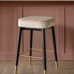 Clover Champagne Velvet Backless Bar Stool