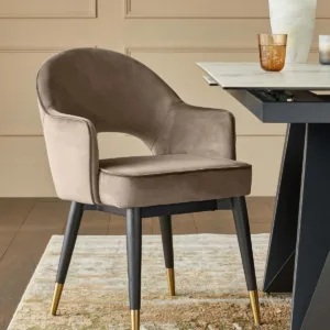 Clover Champagne Velvet & Brushed Brass Dining Armchair