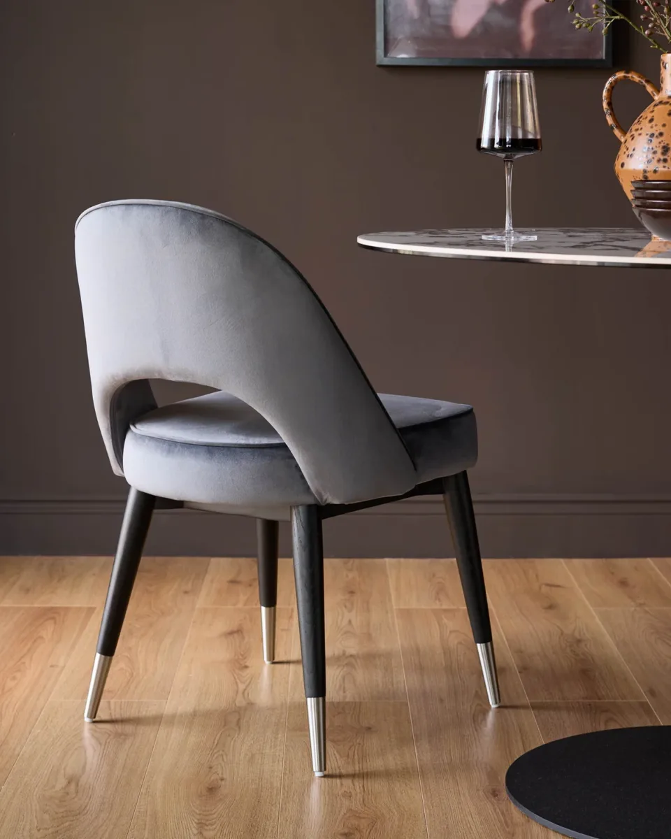Clover dark grey velvet dining chair - set of 2 - Image 3