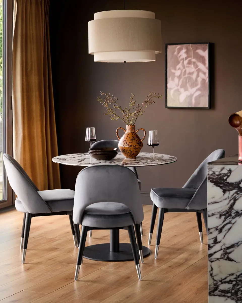 Clover dark grey velvet dining chair - set of 2 - Image 4