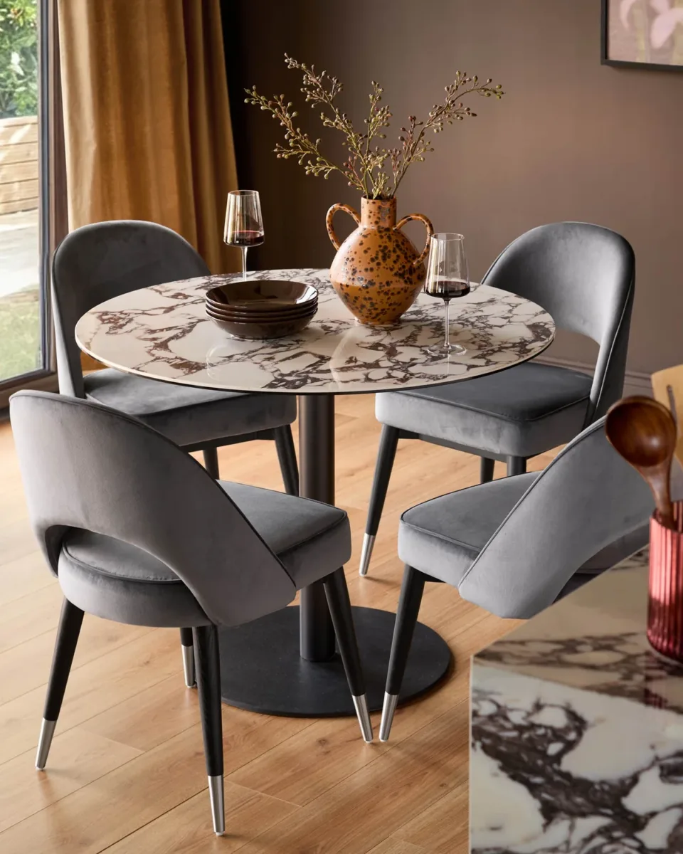 Clover dark grey velvet dining chair - set of 2 - Image 2