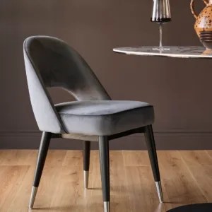 Clover dark grey velvet dining chair - set of 2