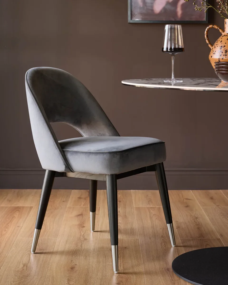 Clover dark grey velvet dining chair - set of 2