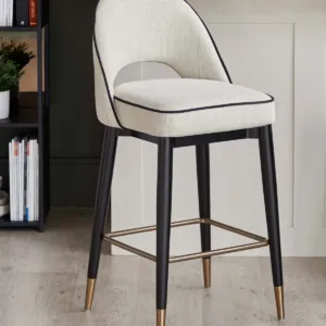 Clover ivory dual tone fabric bar stool with bronze legs