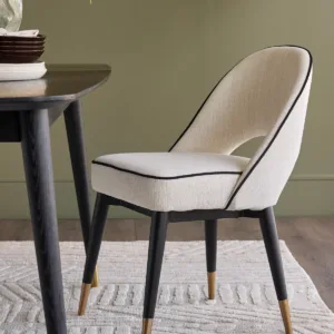 Clover ivory dual tone fabric dining chair with bronze legs - set of 2