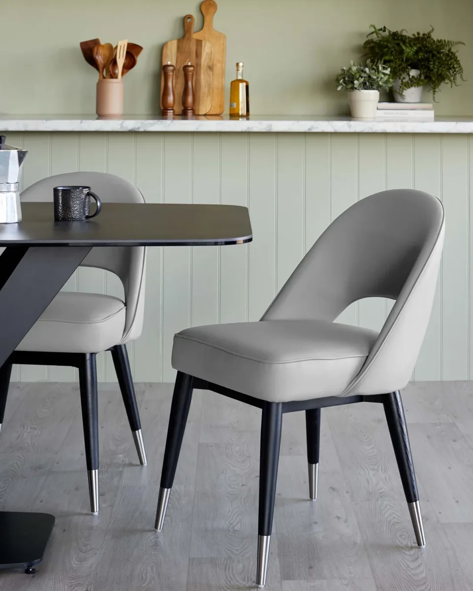 Clover light grey faux leather dining chair - set of 2
