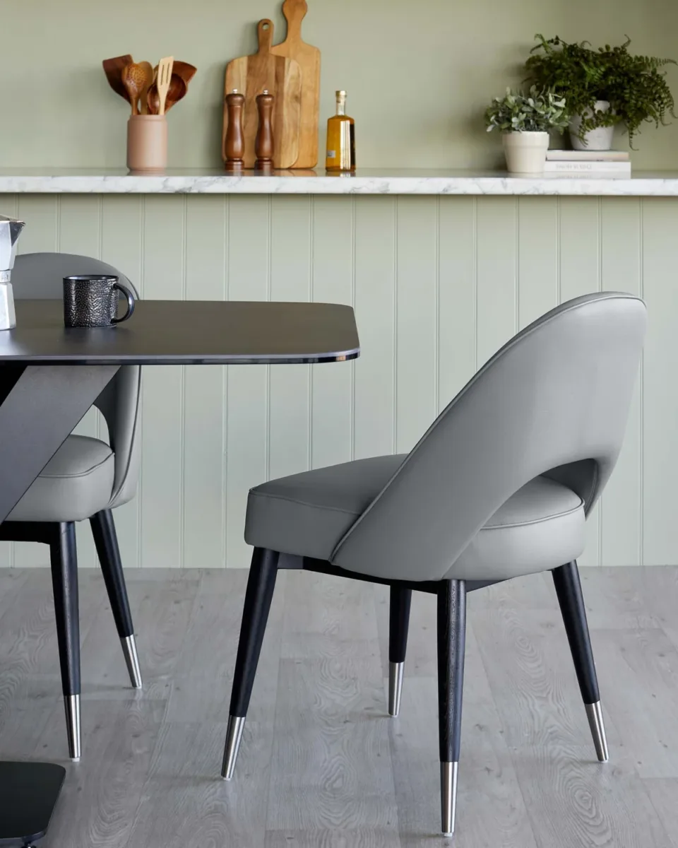 Clover mid grey faux leather dining chair - set of 2 - Image 4