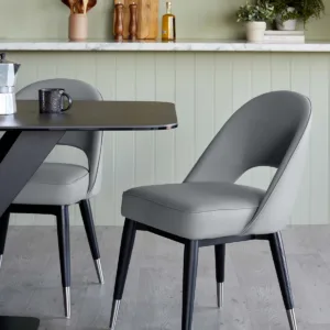 Clover mid grey faux leather dining chair - set of 2