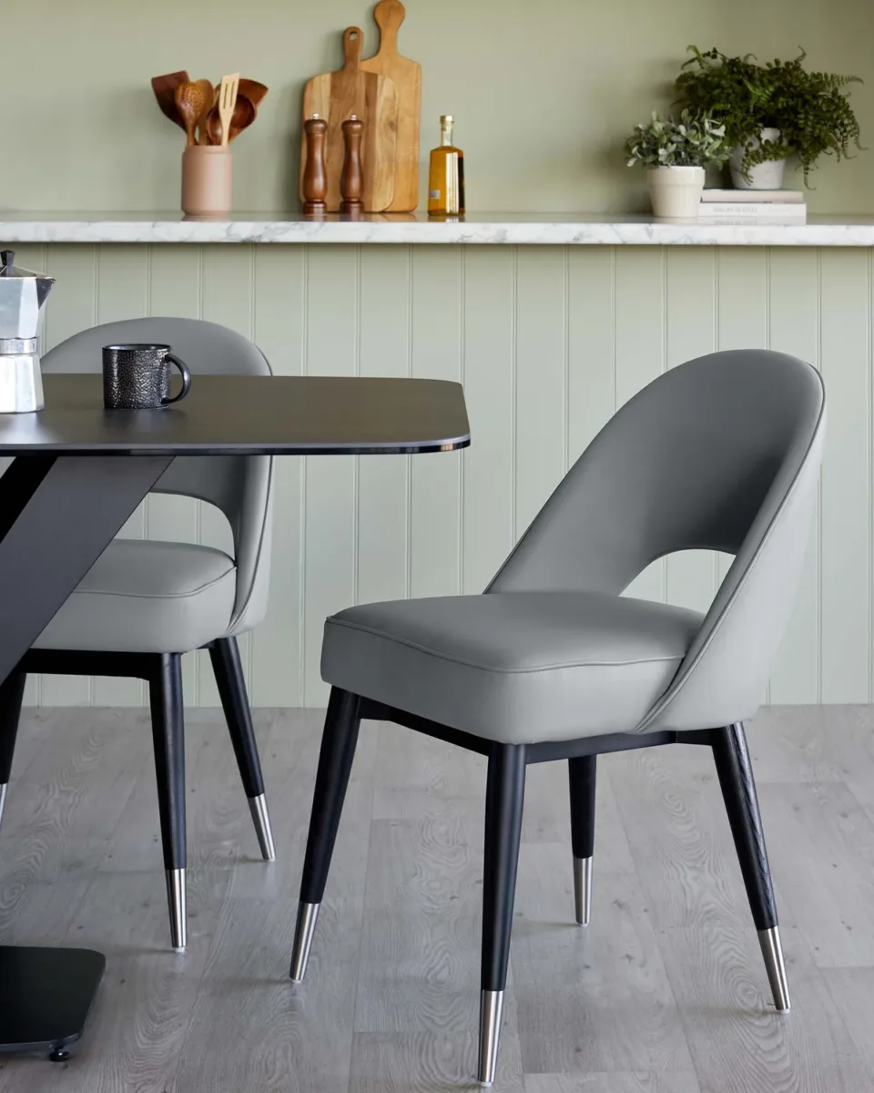 Clover mid grey faux leather dining chair - set of 2