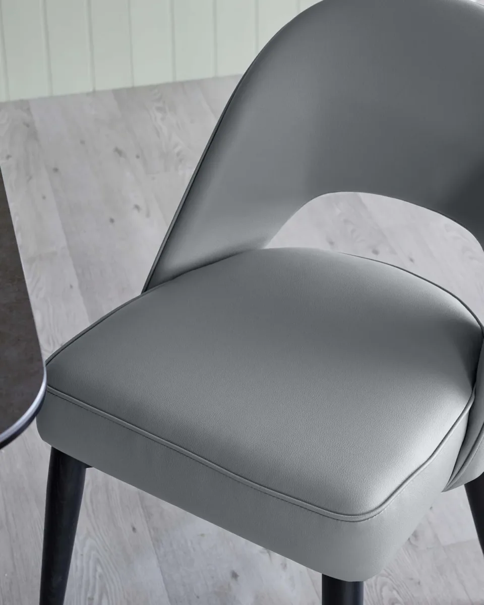 Clover mid grey faux leather dining chair - set of 2 - Image 3