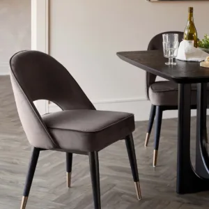 Clover mocha velvet dining chair with bronze legs - set of 2