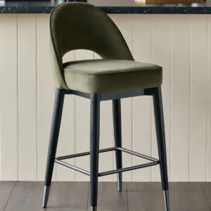 Clover olive green velvet bar stool