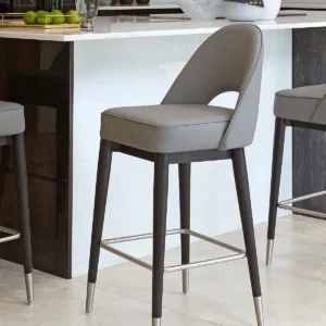 Clover Mid Grey Faux Leather Bar Stool